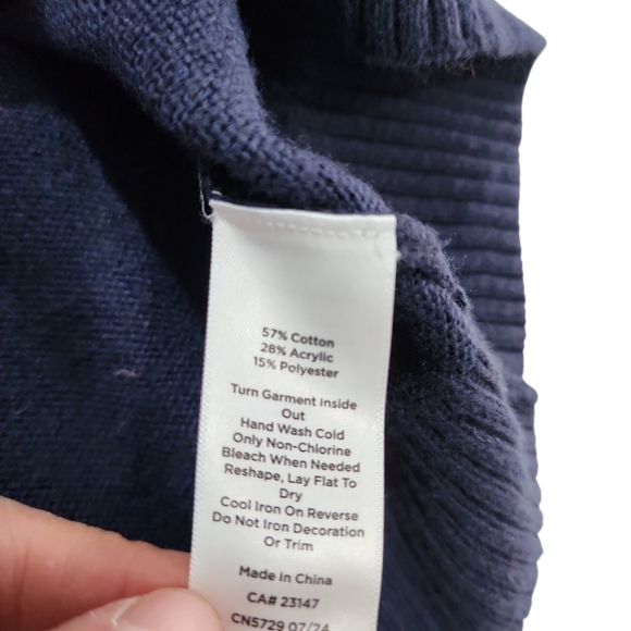 Talbots Knit Sweater Women Sz 1X Button Mock Neck Golden Sequin Deer Christmas - Picture 7 of 9